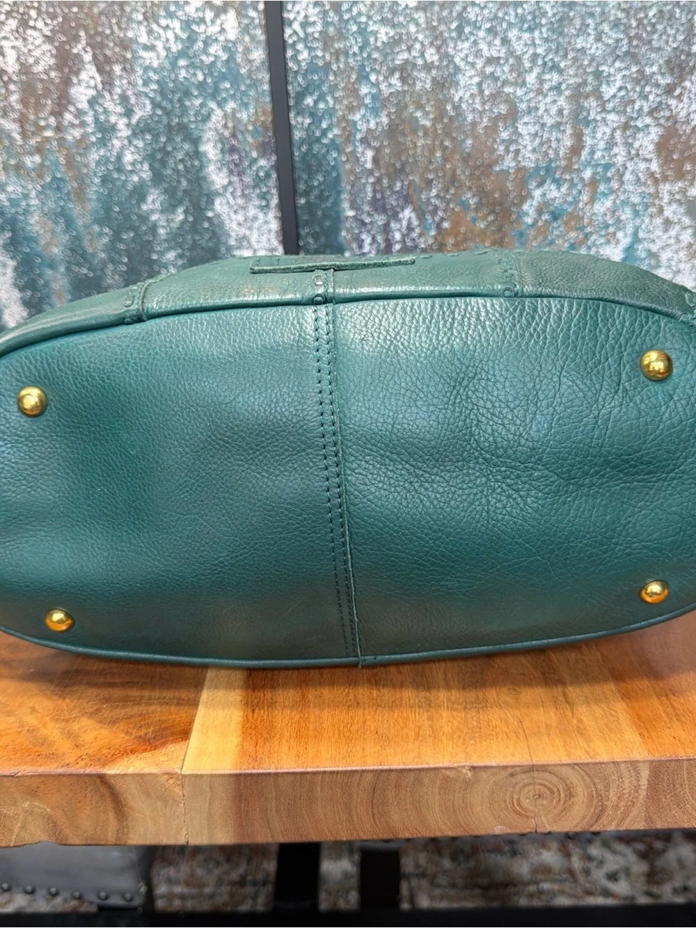 American Leather Co Boho Hunter Green Patchwork Leather Satchel/Crossbody (EUC)